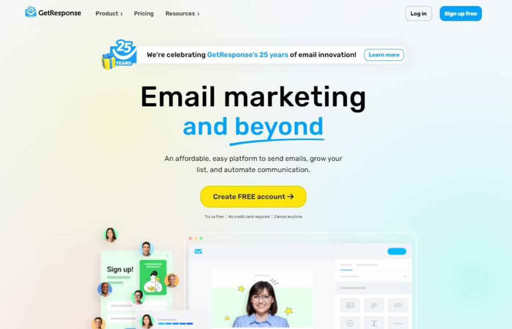 Getresponse - 3 best free email marketing tools and services lookinglion