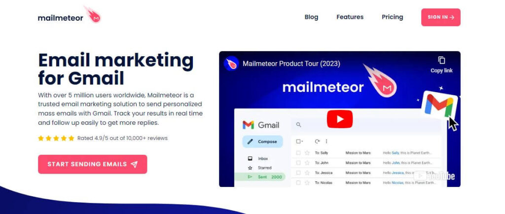 Mailmeteor Homepage